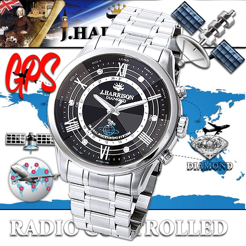 J.H-1881SB6石天然ダイヤモンド付きGPS電波腕時計