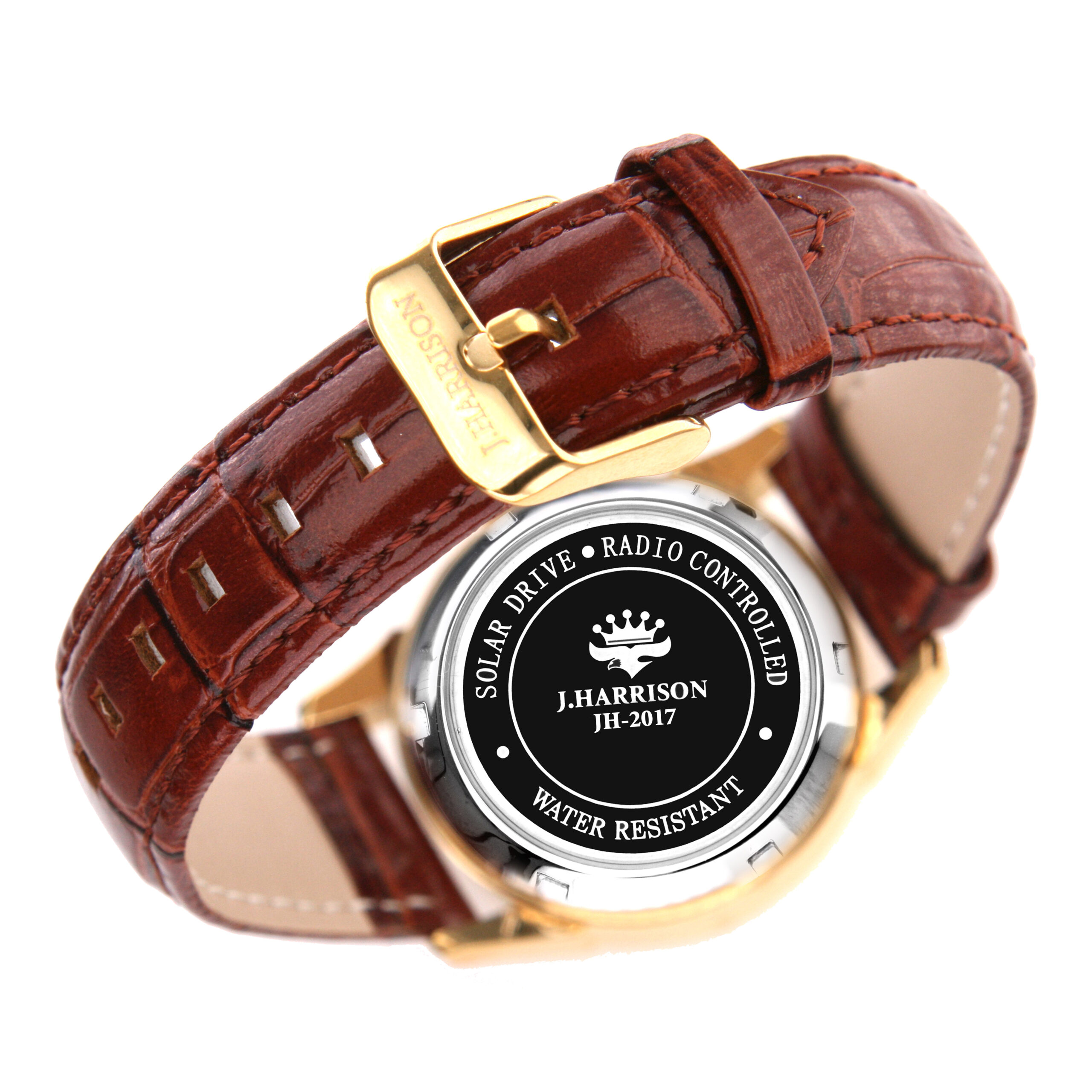 J.H-2071LWH・4石天然ダイヤモンド付・ソーラー電波時計